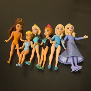 Disney Princess Polly Pocket Magic Clip Mini Dolls - Belle Elsa Anna Cinderella